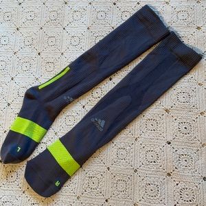 Adidas men’s athletic socks, neon green and gray. Like new.